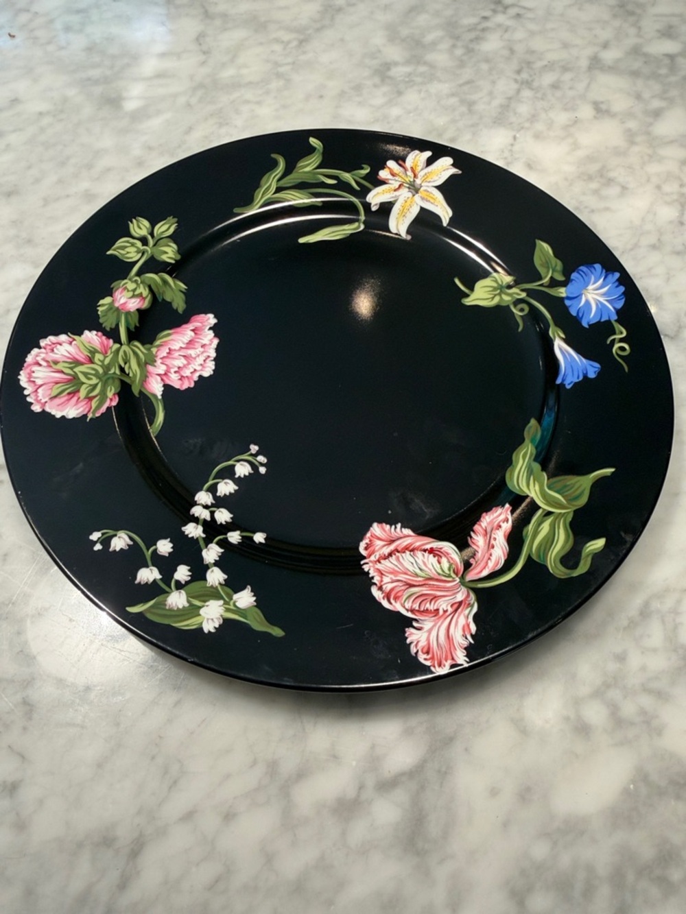 Tiffany & Co. Black Floral Plate a highly collectible, discontinued pattern